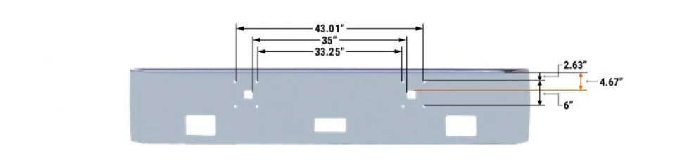 International 9900 18" Steel Chrome Bumper with fog light holes, 3524850C2 - Image 3