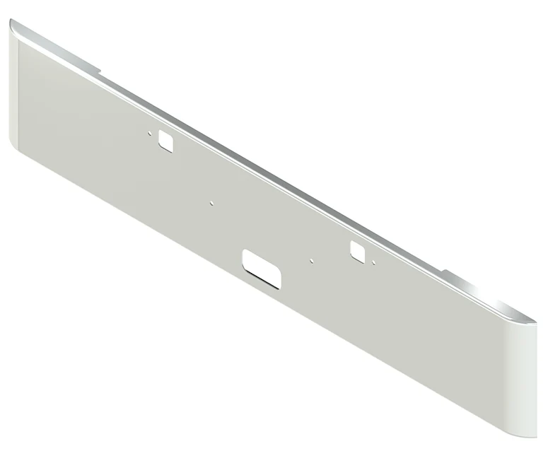 Aftermarket Chrome Steel Bumper, Fits Kenworth W900B Without Fog Light Cutouts