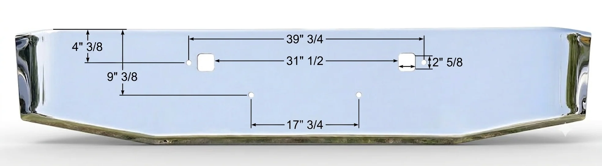 DuraBuilt Peterbilt 365 / 367 / 388 / 389 / 567 Stainless Steel Bumper | 16" Tapered & Rolled | No Fogs | PBB-870SS6TR4 - Image 2