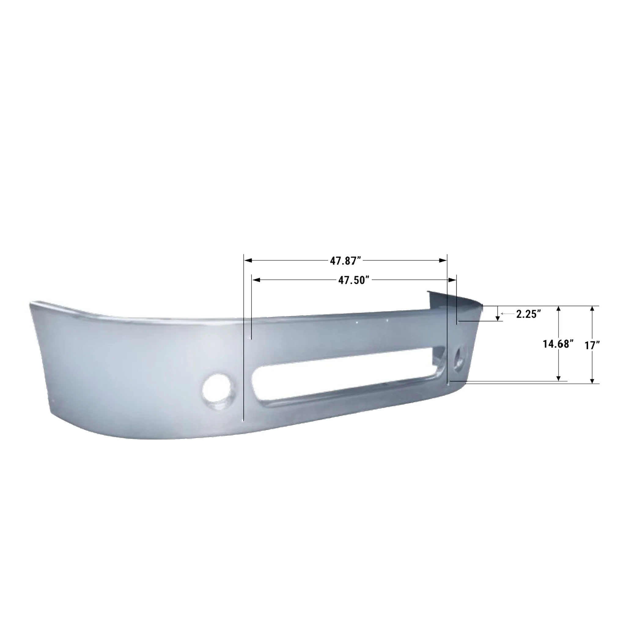 Freightliner Columbia Bumper Steel Chrome 18 in. - Image 2