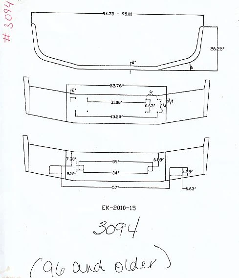International 9200 / 9400 Steel Chrome Bumper With Fog Light Hole Cutouts (1996 & Older) - Image 3