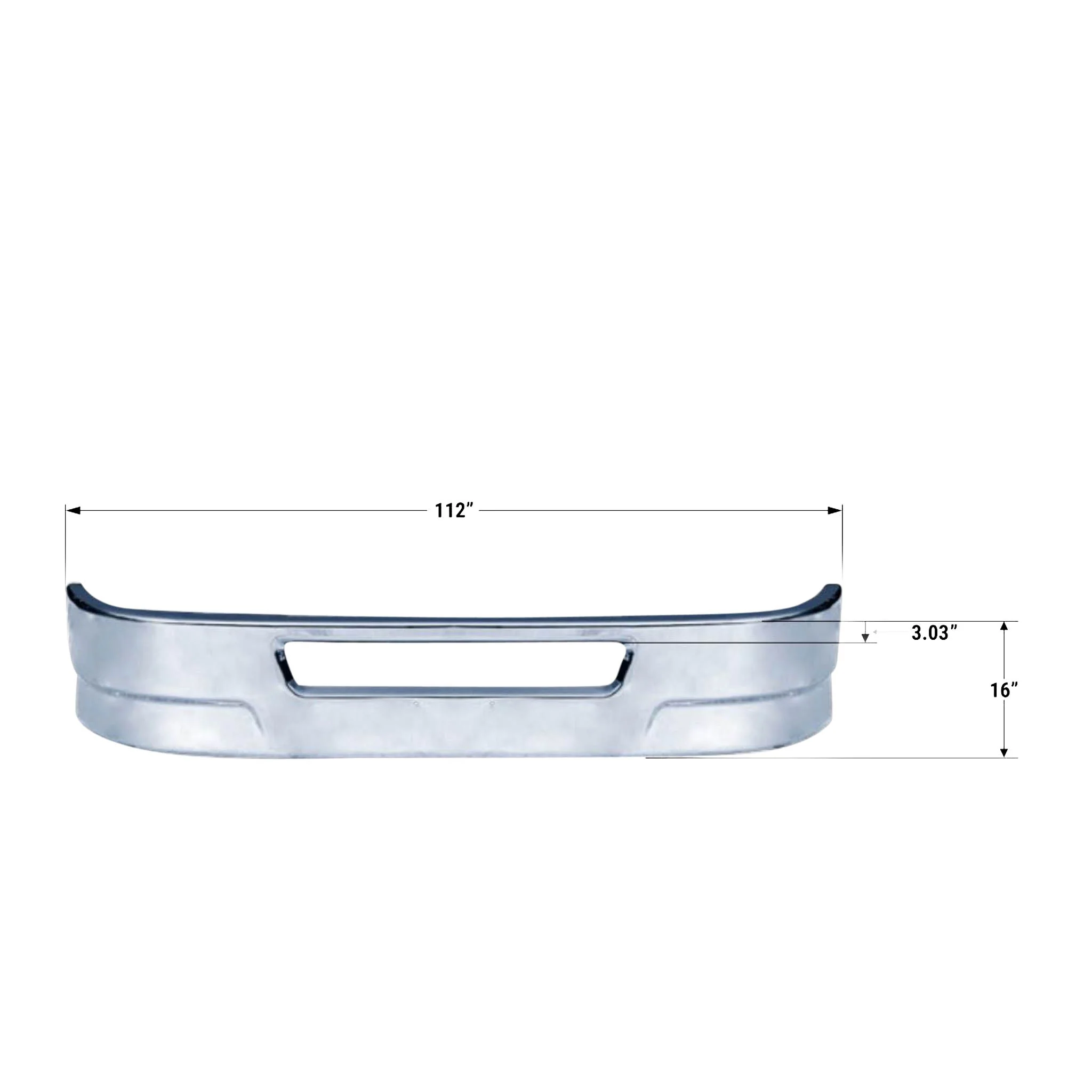 Aftermarket Chrome 16" Steel Bumper, Fits Kenworth T-270 & T-370 - Image 12