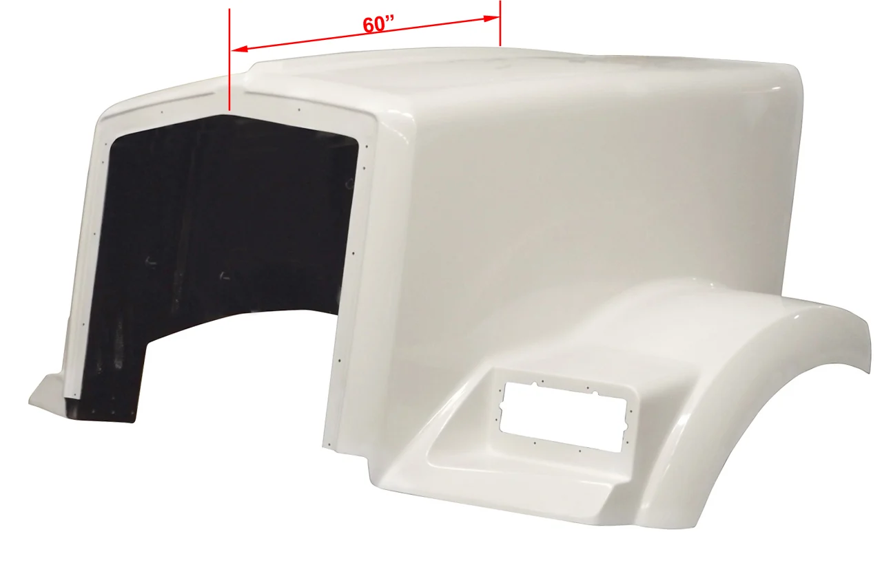 Aftermarket Replacement Hood for Kenworth T800 Aerocab, Split Fender, Curved Cowl, K146-1307 - Image 3