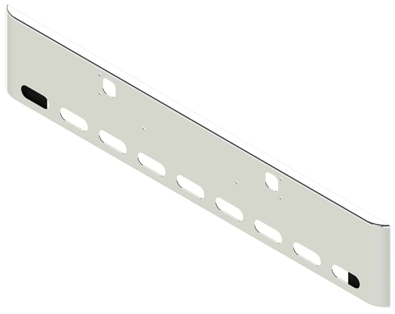 Aftermarket Chrome Steel Bumper, Fits Kenworth W900L & W900B With Oval Light Cutouts