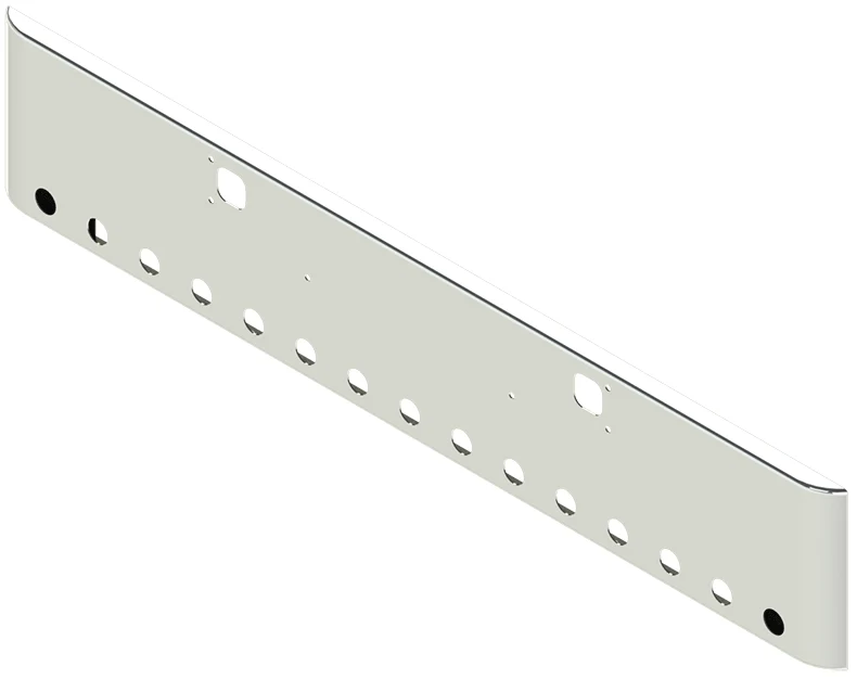 Aftermarket Chrome Steel Bumper, Fits Kenworth W900L & W900B With Round Light Cutouts