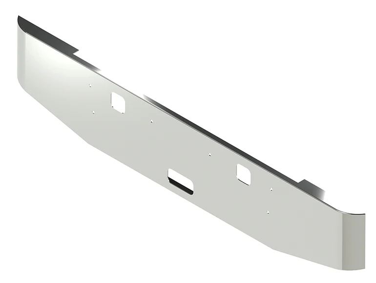 Valley Chrome Steel Bumper, Fits Kenworth W900S Without Fog Light Hole Cutouts (custom)