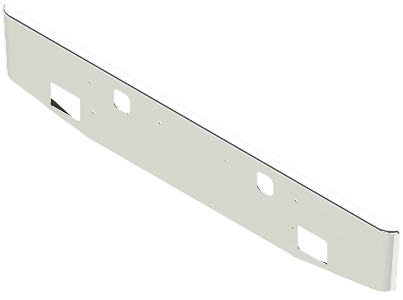 Aftermarket Chrome Steel Bumper, Fits Kenworth W900S With Fog Light Hole Cutouts