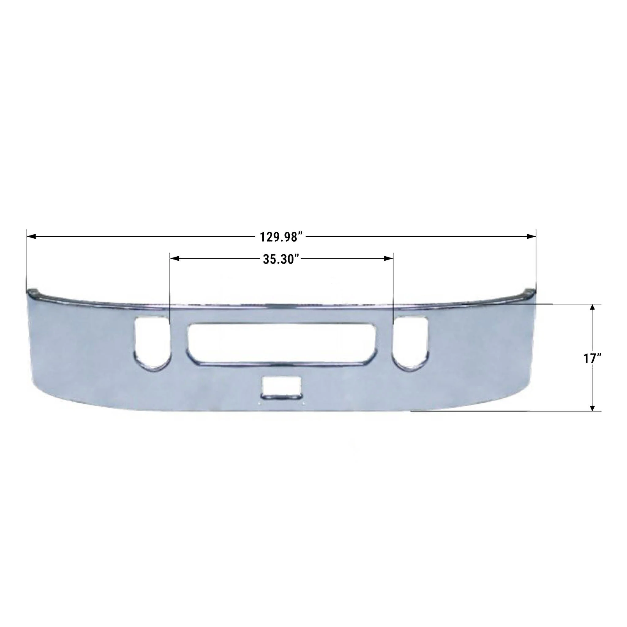 DuraBuilt Mack Vision / CXU / Pinnacle Steel Chrome Bumper | 17" | Tow Holes | MKB-620C - Image 3