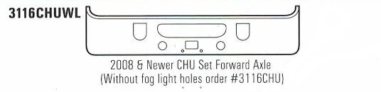 Mack CHU Set Forward Axle Bumper Steel Chrome 2008-Newer With Fog light Cut Outs - Image 3