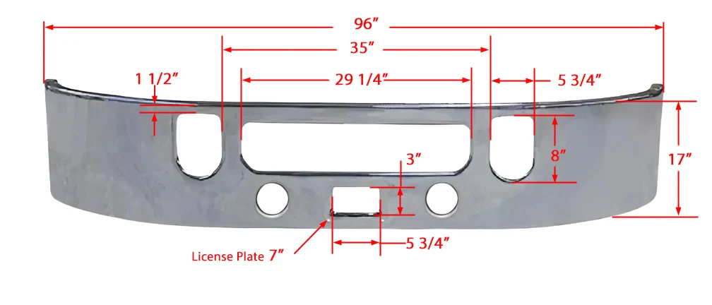 DuraBuilt Mack Vision / CXU / Pinnacle Steel Chrome Bumper | 17" W/Tow Holes & Fogs | MKB-620CF - Image 2