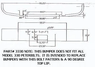 14" Steel Chrome Bumper for Peterbilt 330 - Image 3