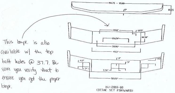 14" Steel Chrome Bumper With Fog Light Hole Cutouts For Peterbilt 377 Forward Axle - Image 3