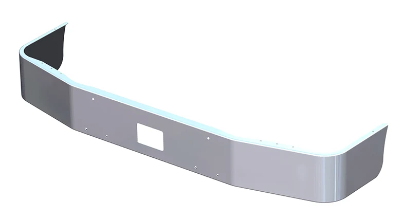 12" Steel Chrome Bumper Without Fog Light Hole Cutouts for Peterbilt 377