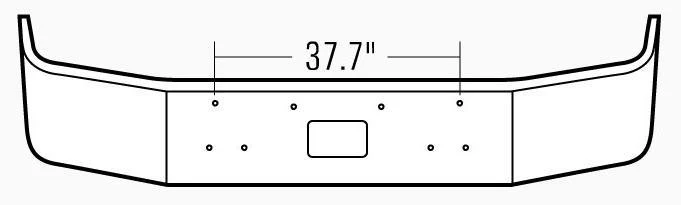 12" Steel Chrome Bumper Without Fog Light Hole Cutouts for Peterbilt 377 - Image 4