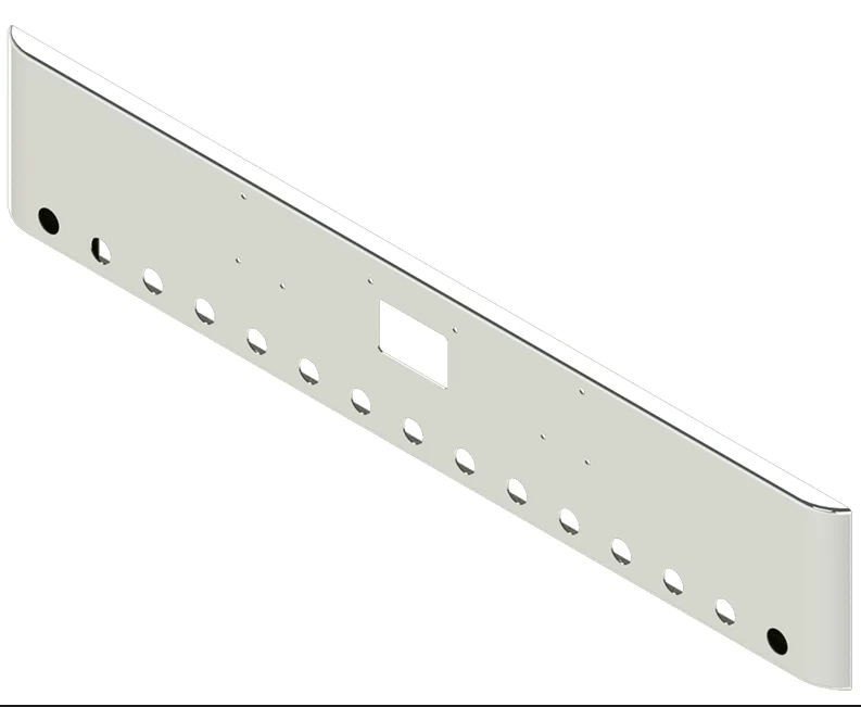 18" Steel Chrome Ultra Max Bumper With Round light Hole Cutouts Fits Peterbilt 379 / 357