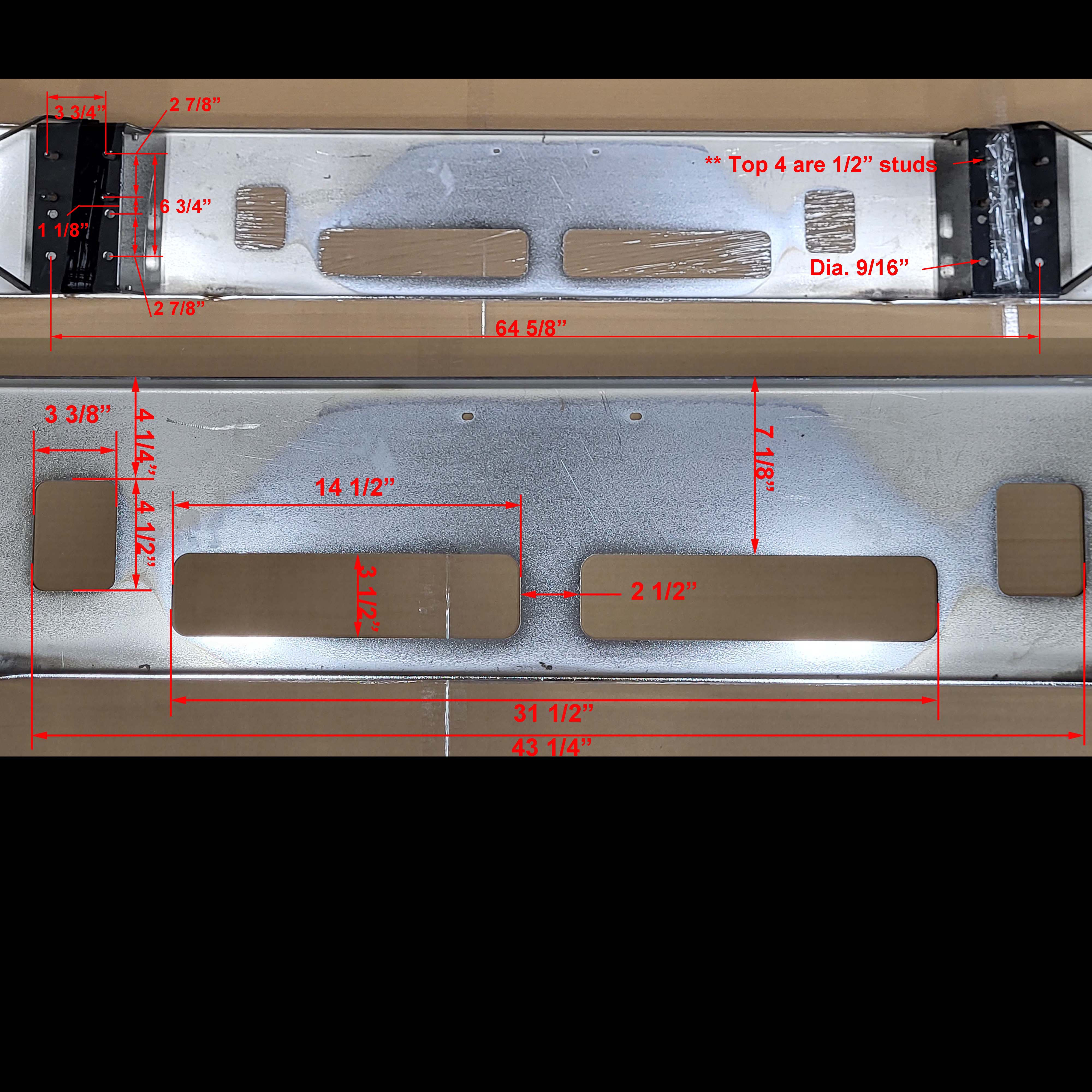 Volvo VNL Gen 1 Steel Chrome Aero Bumper 12 in. Tall - Image 4
