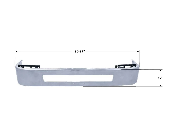 Volvo VNL Gen 2 SS Clad Aluminum  Bumper 12 in. Tall No Fogs - Image 3