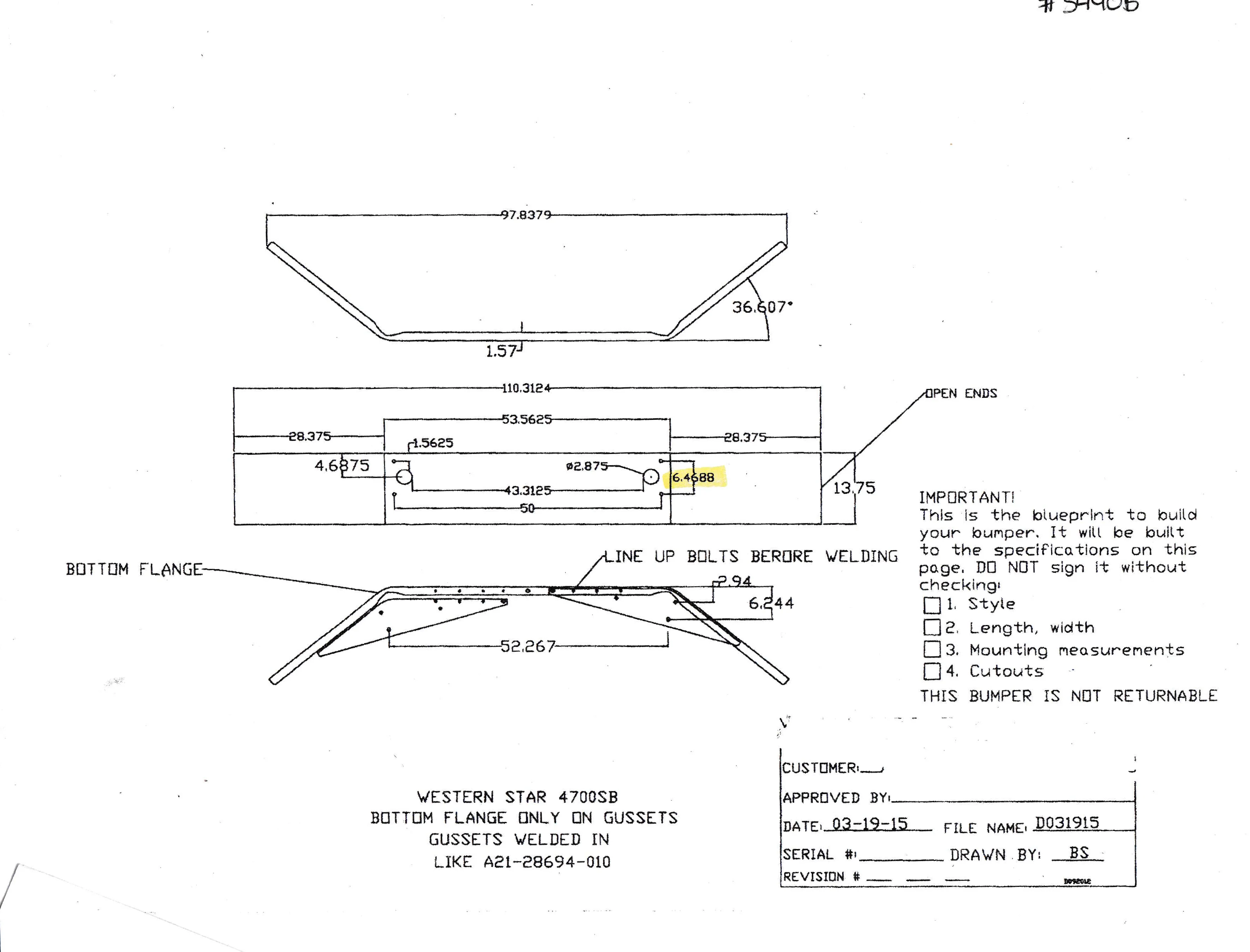 Western Star 4700 SBA Steel Chrome Bumper 3440B, A21-28694-010 - Image 4