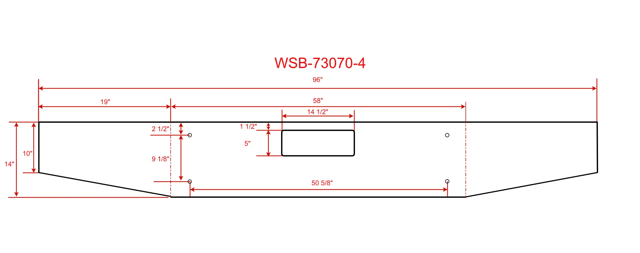 Western Star 47x / 49X Tapered Steel Chrome Bumper, Set Back Axle, 14"