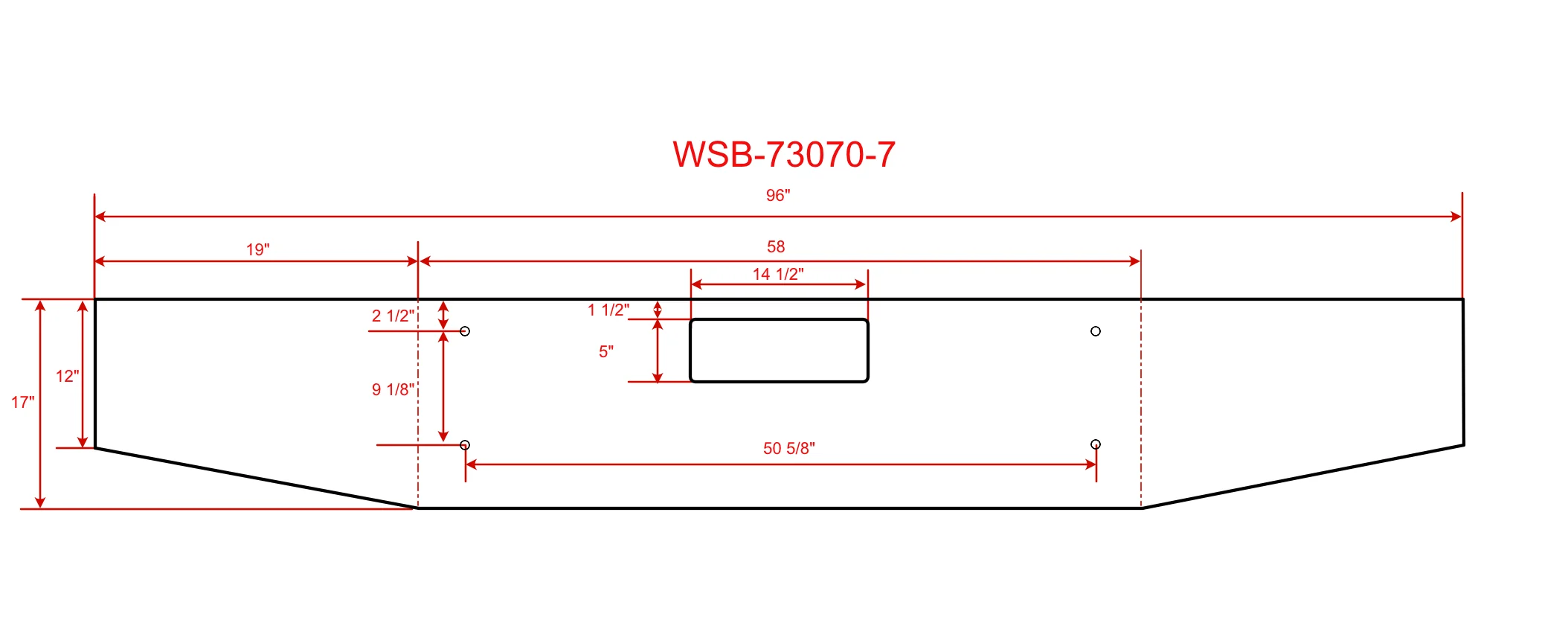 Western Star 47x / 49X Tapered Steel Chrome Bumper, Set Back Axle, 17" - Image 2