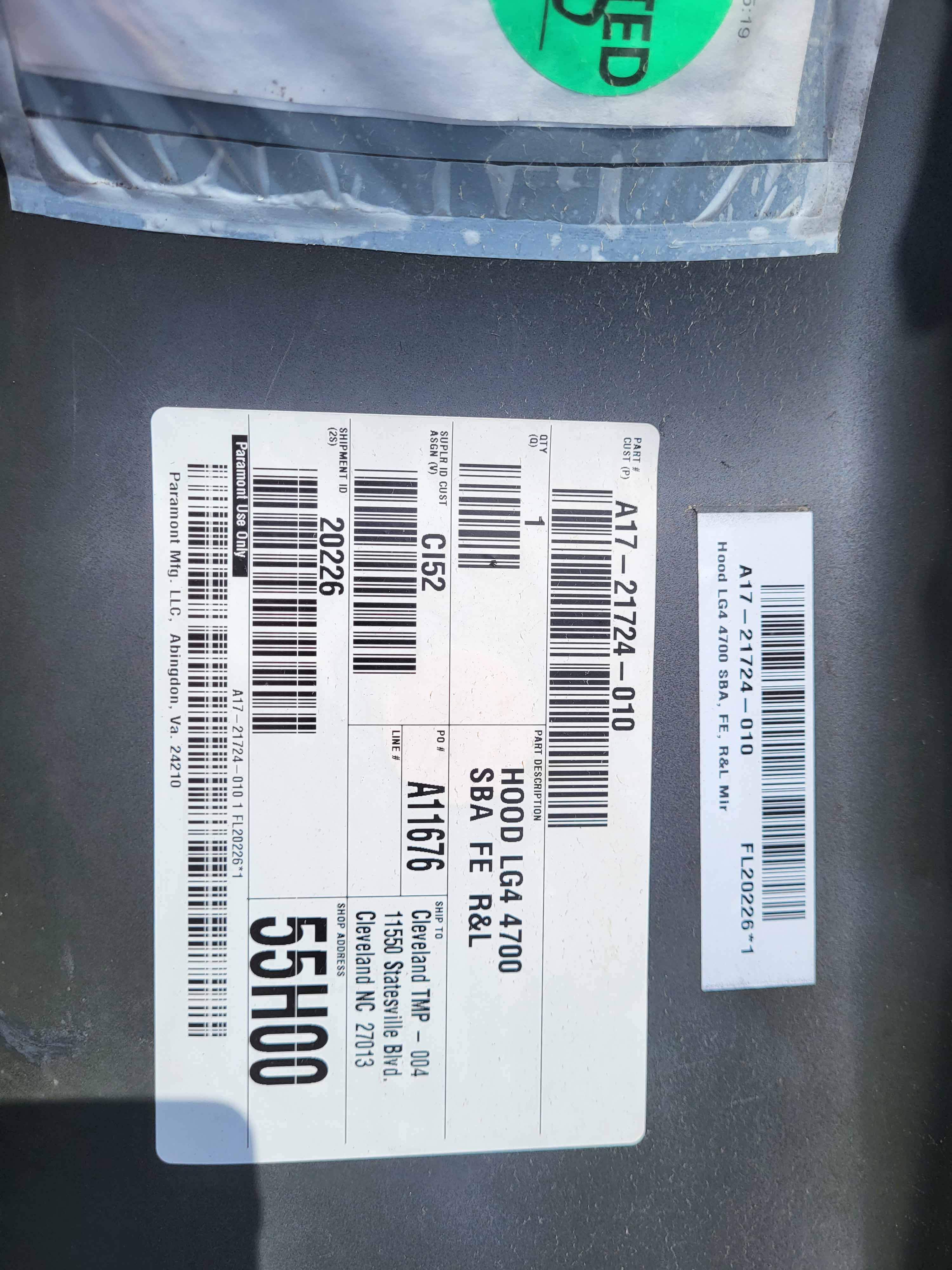 Western Star 47X SBA Hood, OEM Take-Off, U2302, A17-21724-010 - Image 10