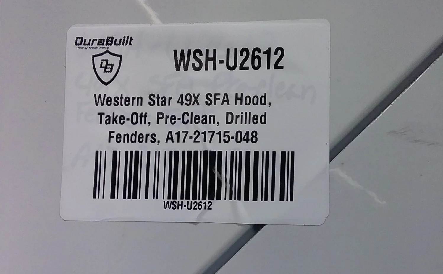 Western Star 49X SFA Hood, Take-Off, Pre-Clean, Drilled Fenders, A17-21715-048 - Image 2